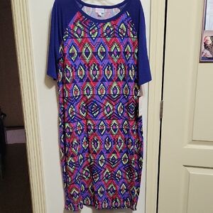LuLaRoe Multicolor Geometric Pattern Dress